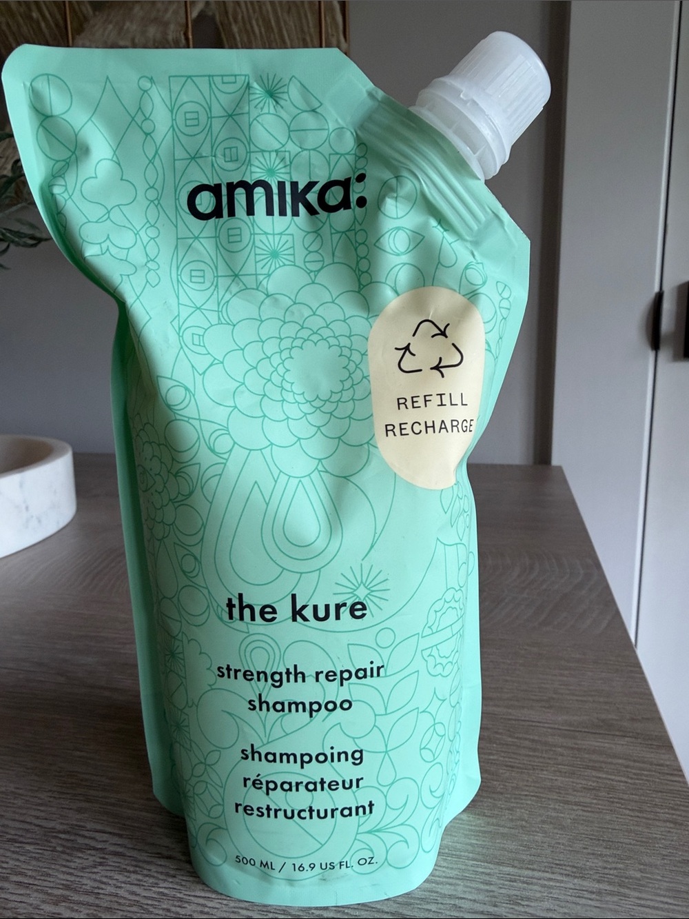 amika The Kure Strength Repair Shampoo Refill Pouch 16.9 fl oz BRAND NEW SEALED